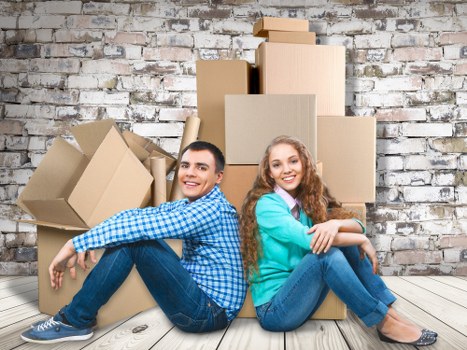 Packed boxes and home items ready for removal in Chiswick