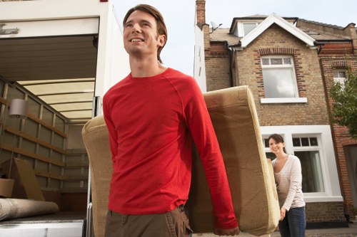 Office removals in Chiswick with desks and equipment ready to move