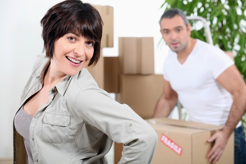 Removal van transporting household belongings for a move in Chiswick