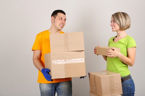 Packed boxes and furniture ready for a Chiswick house move